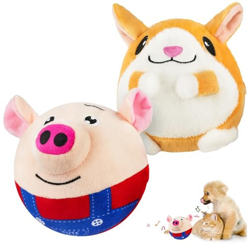 Adiwo Aktives Bewegendes Haustier Plüschspielzeug, 2 Ballhüllen und 1 Rollball Hundeball Hundespielzeug Futter Ball Leckerli Spielzeug Ball Interaktives Hundespielzeug Rot + Hamster Ballhüllen