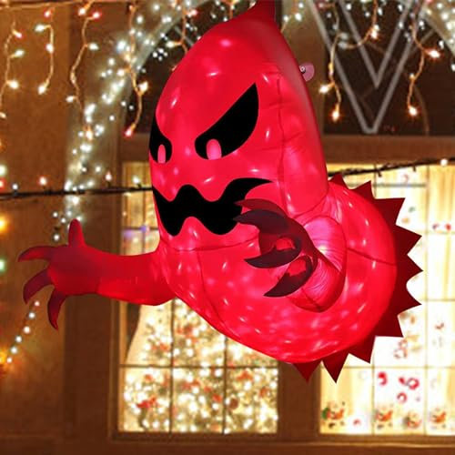 DXIA Fantôme Gonflable d'halloween, Fantôme Gonflable Effrayant, Gonflable Fenêtre Crasher Fantômes avec LED et Soufflerie d'air, Décoration Halloween Extérieur Gonflable