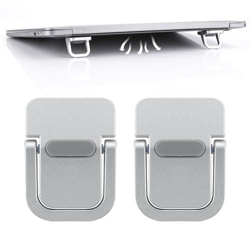 Giantree 2 Pcs Mini Computer Keyboard Stand for Desk, Portable Keyboard Riser, Invisible Laptop Stand, Self-Adhesive Keyboard Riser Feet for Most Keyboards(Silver)