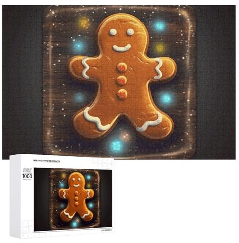 1000 PCS Jigsaw Puzzles Gingerbread Man Puzzles Personalized Puzzle Wooden Picture Puzzle for Adults Photo Puzzle Art Wall Hanging Decor for Birthday Wedding Valentine's Day Anniversary