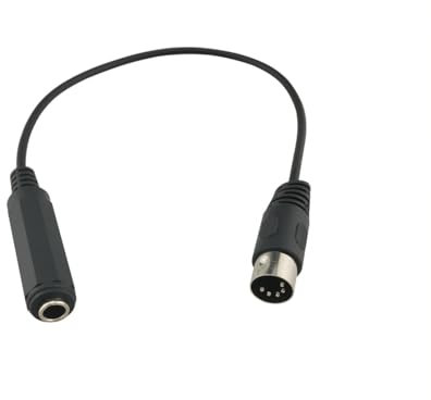 Ruiwaer Black 6.35mm Female 1/4'' TRS to DIN 5 Pin MIDI Cable Adapter for Speaker, Amplifier, Mixer to MIDI Keyboard, Synthesizer and Guitar Connection