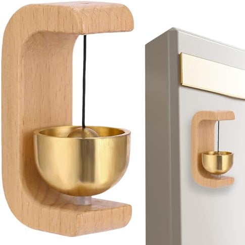 Door Chime for Entrance Wooden, Door Opening Bell Brass Magnetic Door Bell Decoration Doorbell Lightweight Brass Door Chime for Metal Door Magnetic Attraction Doorbell Fit Living Room