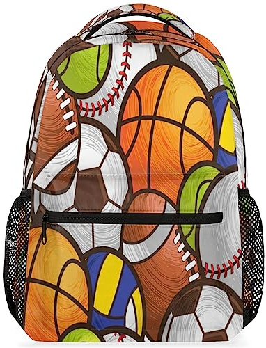 Ufuson Sport Ball Backpack Multiple Pockets Personalized Bag Backpack with Laptop Compartment Waterproof Durable Lightweight Packable Travel Backpack 11.4 * 8 * 16 Inches