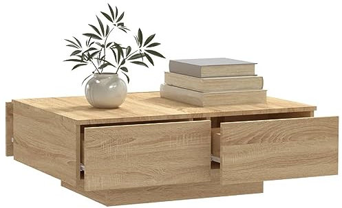 Gecheer Couchtisch mit Schublade Beistelltisch Wohnzimmertisch Kaffeetisch Sofatisch Tisch Sonoma-Eiche 90x60x31 cm Holzwerkstoff