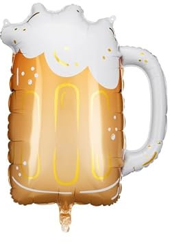 Beer Mug Foil Balloon, 66 x 54 cm, Inflatable, Includes Straw