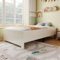 Merax Kinderbett Holzbett 90x200cm Einzelbett, Massivholzbett mit Lattenrost, Stabiler Bettrahmen mit rutschfestem Design, Metallrahmen, Flachbett Futonbett, für Erwachsene Kinder Teenager, Weiß