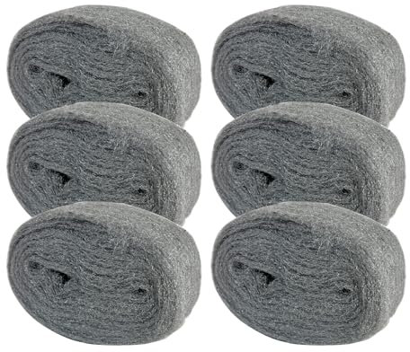 GEOGIEEW 6 Stück Mäuse 000 Stahlwolle, 24m Wirksam Stahlwolle Gegen Mäuse, Löcher Wand Risse Nagerstop Mäuseabwehr Stahlwolle für Haus, Garage und Garten und für Reinigen und Polieren