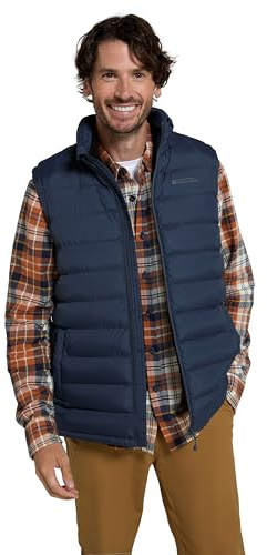 Mountain Warehouse Seasons Mens Fur-Lined Padded Gilet - Water-resistant Sleeveless Jacket with Microfibre Insulation, PFC Free - Autumn Winter, Outdoors & Hiking Navy 3XL