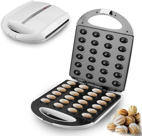 24 Holes Walnut Cookie Maker, 1400W Electric Nut Waffle Bread Machine With Non-stick Coating, Double Sided Heating, LED Indicator Light, Breakfast Cake Maker for Home, Restaurant, Cafe