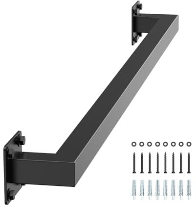 VEVOR Corrimano per Scale a Parete, per Scale Interne in Ferro, 2 Sezioni, Corrimano per Ringhiera Industriale per Gradini, Tubo Quadrato per Soppalco, Colore Nero 910 mm Capacità 113 kg