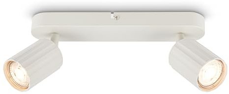 BRILONER - Deckenlampe mit Riffeln, schwenkbar, GU10, max. 9 W, Deckenleuchte, Lampe, Wohnzimmerlampe, Schlafzimmerlampe, Küchenlampe, Deckenstrahler, Deckenbeleuchtung, 28 cm, Altweiß