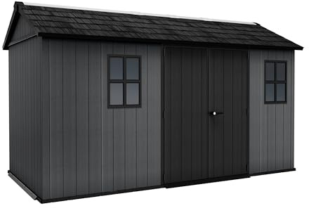 Keter Newton Plus Shed 13 x 7.5 ft | Modular Outdoor Storage | Evotech Wood-Effect Resin | Customisable Layout | Adjustable Doors & Windows | 20mm Thick Walls | Weatherproof & Maintenance-Free