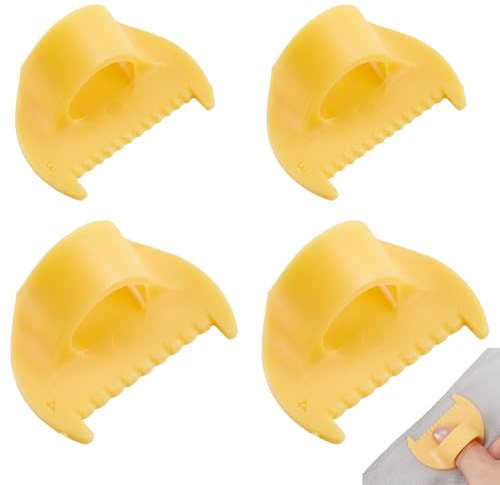 CALFOVERA 4 Pezzo di Calibro per Cucire Bordi 3mm 4mm Giallo Plastica Fermapunti Calibro Ago Misurazione Guide di Cucitura Modelli Righelli Strumento Dritto per Fai da Te Artigianato Quilting Orl