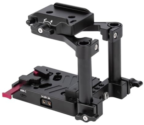 Nitze V Mount Battery Baseplate with V Mount Battery Plate, 15mm Rod Clamp and Arca Swiss Baseplate (8V/3A DC, 14.8V/3A D-tap and PD 3.0 USB-C Output Ports)