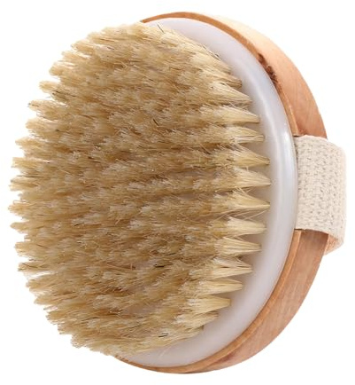 LAKPYN Brosse exfoliante corps Idéale pour peau sèche, drainage lymphatique, Brosse douche de massage en bois et poils naturels de sanglier