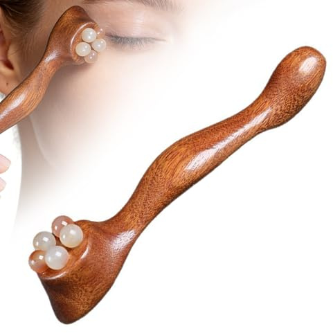 Gesichts-Massageroller Leichter tragbarer Massageroller aus Holz | Massagestab für die Augenpartie für Körper, Nacken, Spa, Zuhause, Reise, Dusche, Yoga, Entspannung, Gesichtsbehandlung,