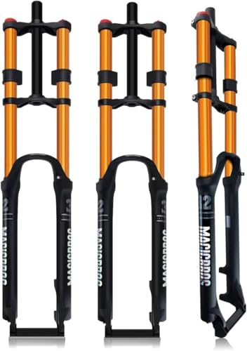 CUCKQUIC Forcella Ammortizzata da Downhill per Ruote da 26/27,5/29 Pollici, Escursione 180 mm, Forcella a Doppia Piastra 9x100 mm con Blocco. A,26in