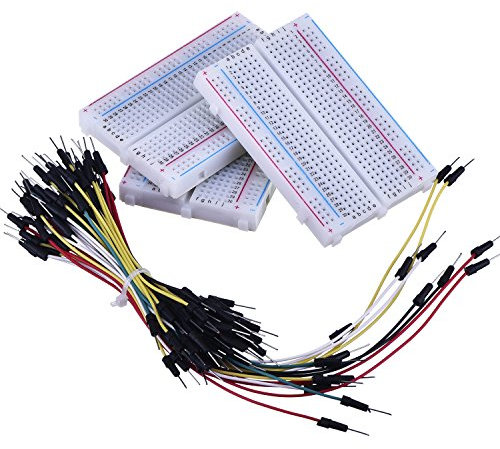 eBoot 3 Pieces 400-Point Solderless Circuit Breadboard with 65 Pieces M/M Flexible Breadboard Jumper Wires