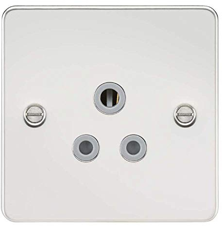 Knightsbridge FP5 APCG Flat Plate Unswitched Socket, Polished Chrome with Grey Insert, 5 A