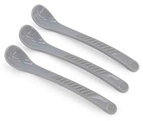 Twistshake Cuillères d’Alimentation Bébé 6m+ – Set Sevrage Sans BPA – Ustensiles d’Apprentissage Enfant – Accessoire Repas Ergonomique, Paquet de 3 – Gris