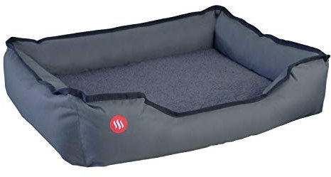 Glovii Beheiztes Haustierbett GPETB – Elektrisches Heizbett für Hunde & Katzen – Kohlefaser-Heizelemente, Waschbar, 80 x 60 cm, Grau