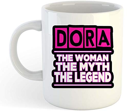 grabmybits Dora - The Woman, The Myth, The Legend Mug - Name Personalised Funky Gift