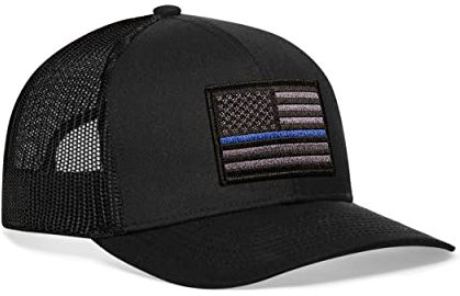 Thin Blue Line Hat - Blue Line Trucker Hat Baseball Cap Polizei Snapback Golf Hat, schwarz, Einheitsgröße