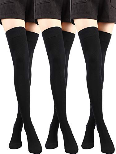 SATINIOR Calze Extra Lunghe Calze Alte in Cotone Calze Extra Lunghe per Stivali da Donna (Nero)