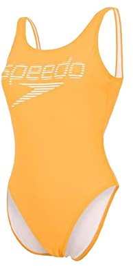 Speedo Damen Logo-Einteiler mit Streifen Tiefer Rückenausschnitt Hoher Beinausschnitt Badeanzug (1er Pack)