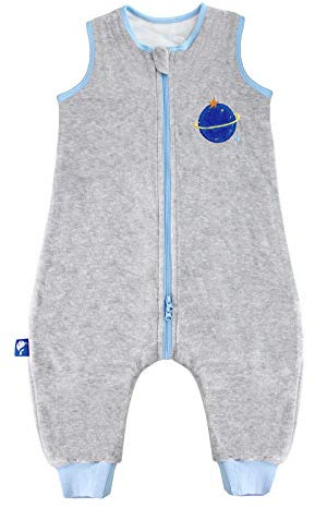 ililmmoe Baby Unisex Schlafsack mit Füßen Schlafanzug Säugling Walking Baumwolle Schlafsack Tragbare Decken Futter aus Baumwollclip 1.5 Tog,Hellgrau Neptun,M,90cm