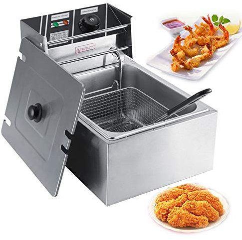 Friteuse électrique professionnelle 6L 220-240V 2200W,Friteuse électrique en acier inoxydable avec panier,Friteuse électrique avec poignée en plastique,Pour usage commercial et domestique