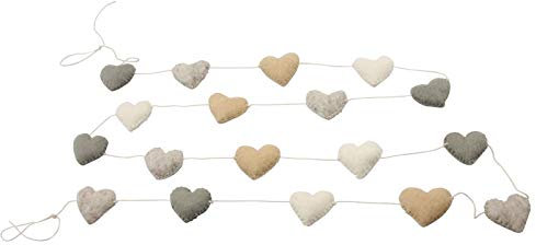 Freak Scene Deko-Kette - Girlande - Filz - Herzen - naturfarben