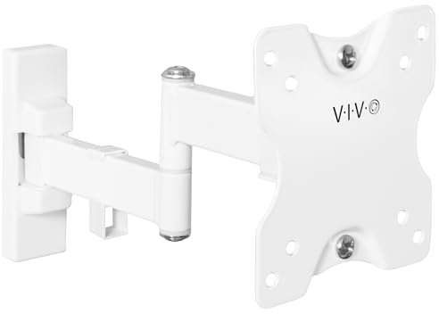 VIVO Full Motion Wall Mount for up to 27 inch LCD LED TV and Computer Monitor Screens, Tilt and Swivel Bracket with Max 100x100mm VESA, White, MOUNT-VW01MW