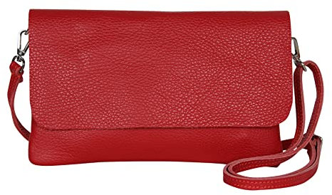 AmbraModa GLX11 - Crossbodytas, Clutch, telefoontas van echt leer met afneembaar en verstelbare schouderriem, passend voor mobiele telefoons en tablets tot 7 inch (Rot)