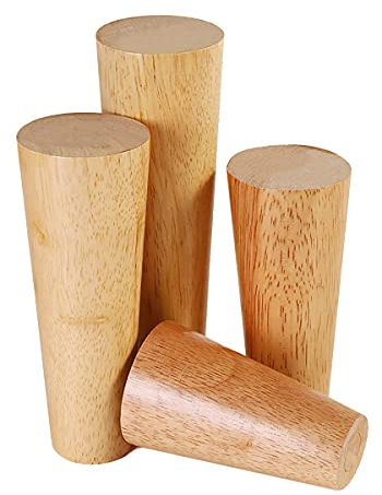 Qrity 4 Pièces Meubles en Bois Pieds, 15CM Pied de Canapé en Bois Massif avec Plaque de Montage et Vis, Pour Table, Canapé et Autres Meubles