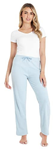 CityComfort Pantaloni Pigiama Donna in Pile con Vita Elasticizzata, Comodi e Morbidi per Casa (M, celeste)