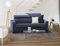 Talamo Italia - 3-Sitzer festes Sofa Julia, Sofa aus gepolstertem Stoff, verstellbare Kopfstützen und Standardarmlehnen, 100 % Made in Italy, 220 x 95 x 85 cm, Blau