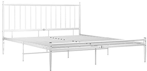 vidaXL Bett mit Lattenrost Metallbett Bettgestell Doppelbett Ehebett Bettrahmen Schlafzimmerbett Schlafzimmermöbel Weiß Metall 180x200cm