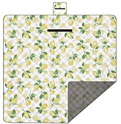 WSYMZ Extra große Picknickdecke, faltbar, Stranddecke, Outdoor-Matte, Picknickdecke, wasserdicht, maschinenwaschbar, Wandern, feuchtigkeitsbeständig 2 x 2 m (Zitrone)