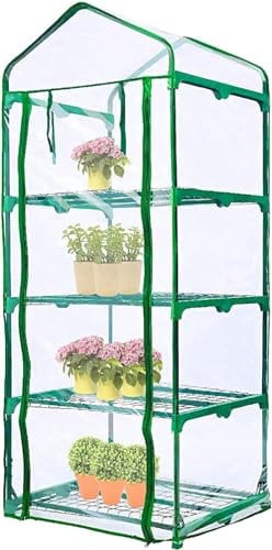 LATERN 4 Niveaux Couverture de Rechange pour Serre, 160CM x 70CM x 50CM Clair PVC Petit Couverture de Maison de Culture de Plantes avec Porte à Glissière Enroulable (Cadre Non Inclus)