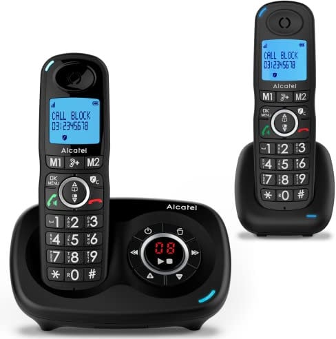 Alcatel XL595 Voice Duo - 2 Cordless Handsets with Answer Machine - Landline Cordless Phone - Home Telephone with Answer Machine - Call Blocking Phones- Extra Large Phone