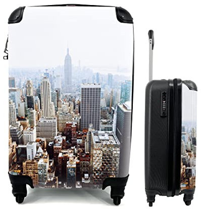 MuchoWow© Koffer Handgepäck Trolley Rollkoffer Kleine Reisekoffer mit 4 Rollen - Amerika - Luft - New York - Cabin Size < 55x40x23 & 55x40x20 cm - Fotokoffer - Kabinenkoffer - Boardgepäck