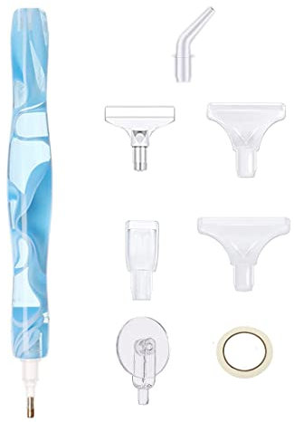 Stylo pour Diamond Painting, Kit de Forage à Pointe de Résine 5D Avec 7 Têtes de Rechange, Pour Peinture Diamant et Bricolage (Bleu)