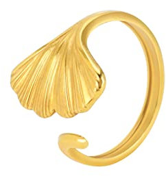 kkjoy Blattring Edelstahl Natur Pflanze Serie Ring Verstellbare Offene Fingerringe Ast Ring Blätter Wrap Fingerring Schmuck für Frauen Mädchen