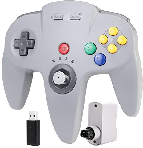 Driver en ligne sans fil N64 de 2,4 GHz, récepteur USB et récepteur N64, compatible avec Windows PC, ordinateur portable, iOS, Mac Raspberry Pi, N64/Switch Online/NSO - (rechargeable) (Plug and Play