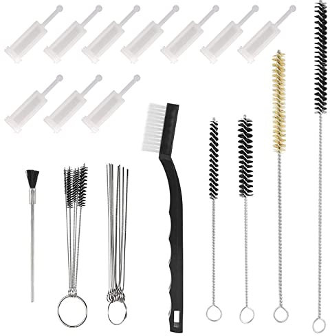QISF 31 Pcs Spray Gun Cleaning Kit | Nylon Brushe | Mini Brushes & Needles | Metal Tube Cleaning Brush | with 10 Pcs Spray Gun Filter for Airbrush, Nozzles, Spray Guns, Tattoo Equipment,Tubing Pipe