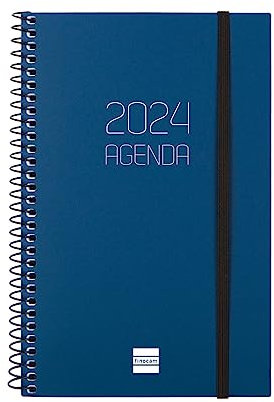 Finocam - Terminkalender Espiral blickdicht 2024 Wochenkalender, horizontal, Januar 2024 – Dezember 2024 (12 Monate), französisches Blau