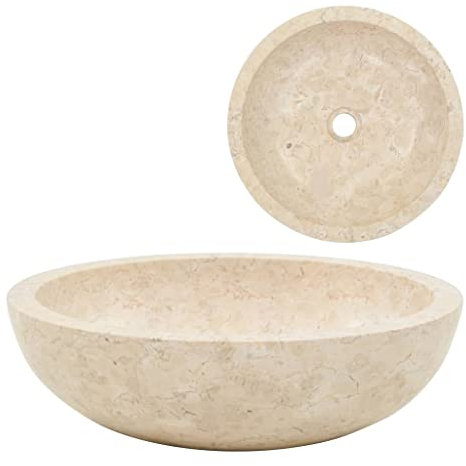 HOMIUSE Lavabo Suspendido Sobre Encimera de Mármol 40x40x12 cm con Desagüe Crema para Cuarto de Baño - Lavamanos Pequeño de Piedra