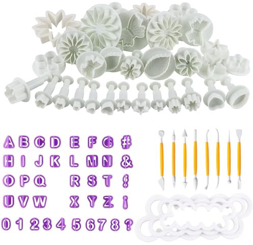 Cortadores Fondant Moldes para Fondant 84 Piezas Utensilios para Fondant Decoracion Tarta Utensilios Reposteria y Pasteleria Moldes para Glaseado, Hornear