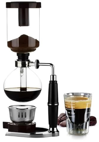Topyond Handgebrühte Kaffeemaschine, Siphon-Typ, Edelstahlbasis, Klassischer Kaffee-Extraktor, Siphon-Kaffeemaschine, Siphon-Topf, Filter, Vakuum-Kaffeemaschine, Siphon-Kaffeemaschine